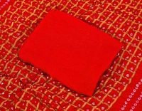 PK HUB®Women's Silk Gadhchola Bandhani Saree Rajasthani Bandhej With Zari Checks Saree With Blouse and Washable - RED