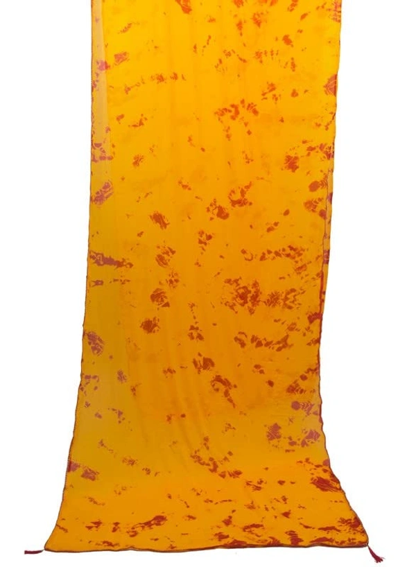 Women Chiffon Tye N Dye Saree With Blouse Piece - YELLOW&RED