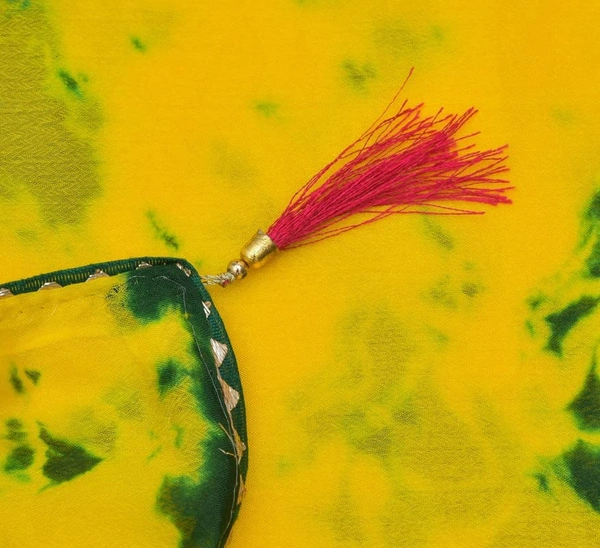 Women Chiffon Tye N Dye Saree With Blouse Piece - YELLOW&GREEN