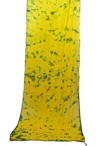 Women Chiffon Tye N Dye Saree With Blouse Piece - YELLOW&GREEN