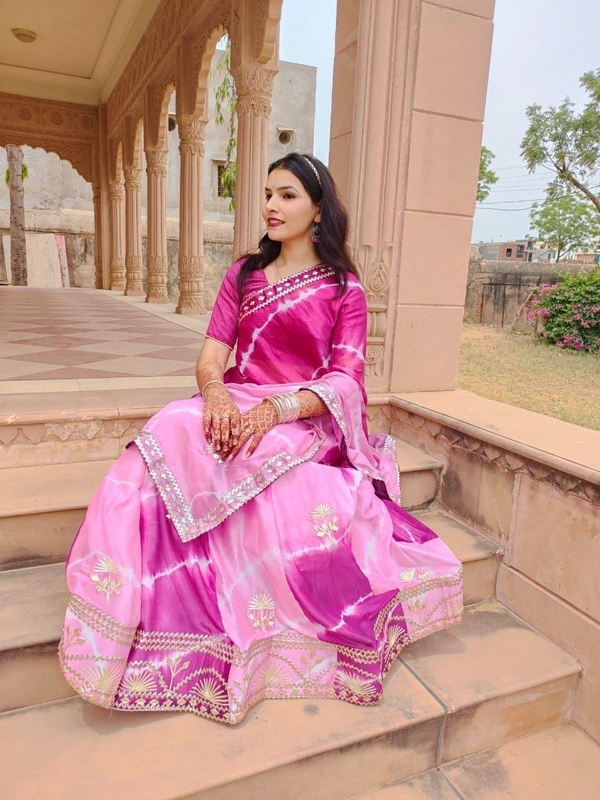 PK HUB New design launch lehriya concept Cotton linning aster attached with lehnga Embroidered lehenga choli for women   Heavy work lehenga for weddings Navratri lehenga choli diwali " - Free, Pink