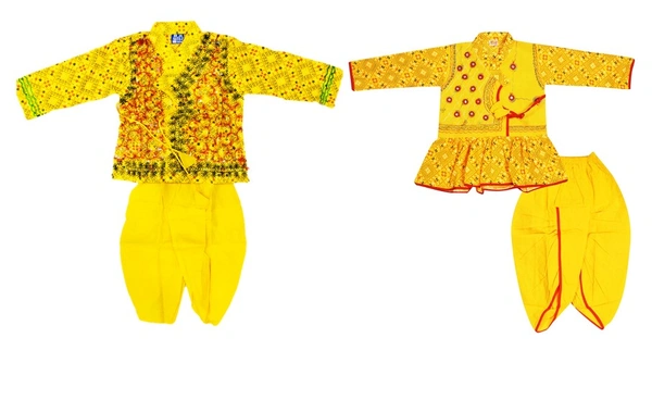 Boys Kids Ethnic Design Cotton Dhoti Kurta Chaniya Choli Set For Casual, Festival, occasional Boys set - 3Y - 4Y