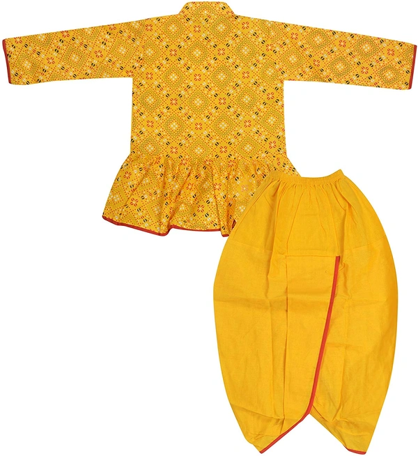 Boys Kids Ethnic Design Cotton Dhoti Kurta Chaniya Choli Set For Casual, Festival, occasional Boys set - 3Y - 4Y