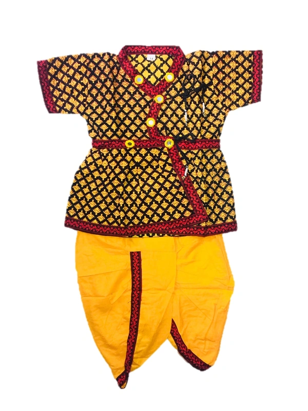 Boys Kids Ethnic Design Cotton Dhoti Kurta Chaniya Choli Set For Casual, Festival, occasional Boys set - 4Y - 5Y