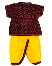 Boys Kids Ethnic Design Printed Cotton Dhoti Kurta Chaniya Choli Set For Casual, Festival, occasional Boys set,Mirror work - 6M - 12M