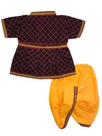 Boys Kids Ethnic Printed Design Cotton Dhoti Kurta Chaniya Choli Set For Casual, Festival, occasional Boys set - 3Y - 4Y