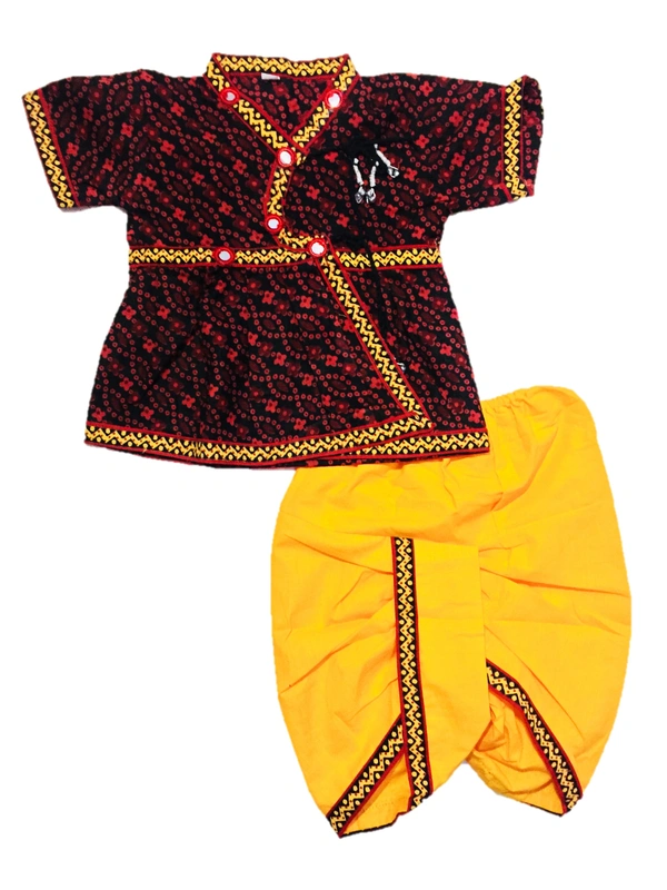 Boys Kids Ethnic Printed Design Cotton Dhoti Kurta Chaniya Choli Set For Casual, Festival, occasional Boys set - 4Y - 5Y