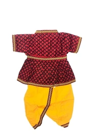 PK HUB Traditional Krishna Dress for Kids | Janmashtami Kanha Costume Infant Bal Gopal Outfit for Boys for Janmashtami|Set of 7 (Kurta, Dhoti, Bansuri, Mor Pankh, Mukut, Bandhni Patka)  - 2-3Y, red, YELLOW, COTTON