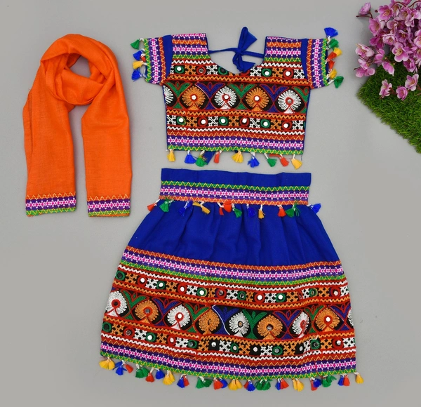 Navratri Garba Full stitches Ghagar Choli,leghnga Choli,Chania Choli Dress-Cotton - 6M - 12M