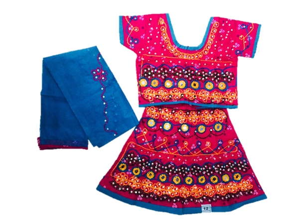 Navratri Garba Full stitches Ghagar Choli,leghnga Choli,Chania Choli Dress-Cotton - 4Y - 5Y