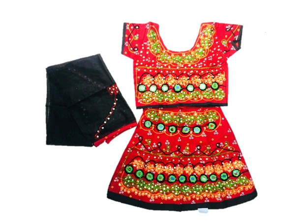 Navratri Garba Full stitches Ghagar Choli,leghnga Choli,Chania Choli Dress-Cotton - 3Y - 4Y
