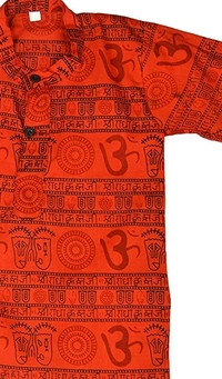 Om Printed Cotton Short Kurta T-shirt for Baby/Boys/Girls Red & Beige (COMBO-2) - 10Y - 11Y