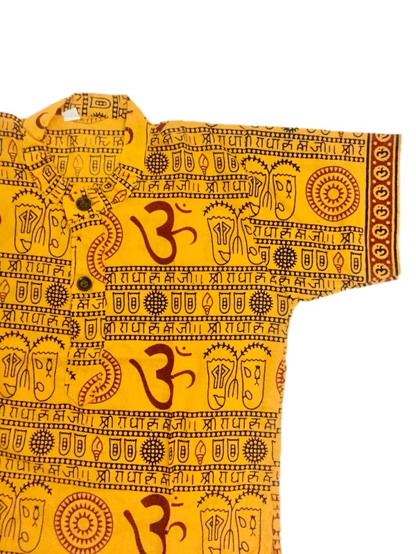 Om Printed Cotton Short Kurta T-shirt for Baby/Boys/Girls Red & Yellow (COMBO-2) - 10Y - 11Y