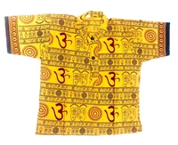 Om Printed Cotton Short Kurta T-shirt for Baby/Boys/Girls Black & Yellow (COMBO-2) - 18M -24M
