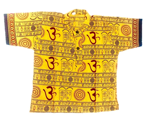 Om Printed Cotton Short Kurta T-shirt for Baby/Boys/Girls Black & Yellow (COMBO-2) - 18M -24M