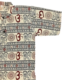 Om Printed Cotton Short Kurta T-shirt for Baby/Boys/Girls Red & Beige (COMBO-2) - 3Y - 4Y