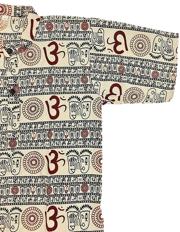 Om Printed Cotton Short Kurta T-shirt for Baby/Boys/Girls Red & Beige (COMBO-2) - 3Y - 4Y