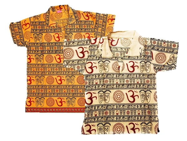 Om Printed Cotton Short Kurta T-shirt for Baby/Boys/Girls Beige & Yellow (COMBO-2) - 1Y - 2Y