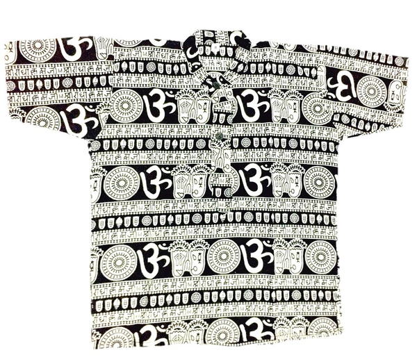 Om Printed Cotton Short Kurta T-shirt for Baby/Boys/Girls Black & Yellow (COMBO-2) - 18M -24M