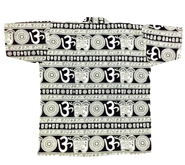 Om Printed Cotton Short Kurta T-shirt for Baby/Boys/Girls Black & Yellow (COMBO-2) - 18M -24M