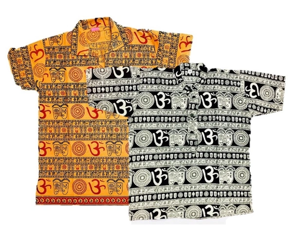 Om Printed Cotton Short Kurta T-shirt for Baby/Boys/Girls Black & Yellow (COMBO-2) - 18M -24M