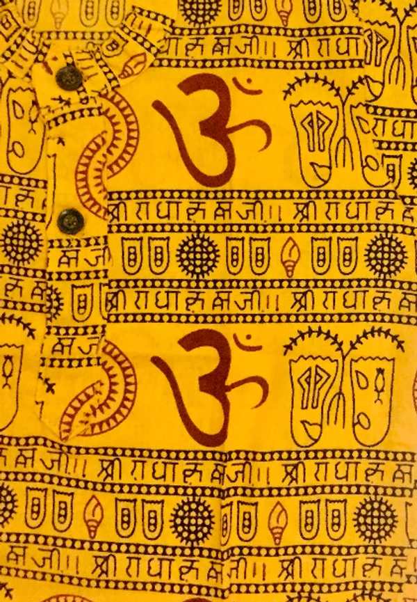 Om Printed Cotton Short Kurta T-shirt for Baby/Boys/Girls Black & Yellow (COMBO-2) - 18M -24M