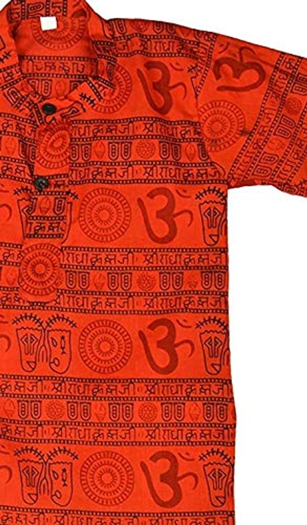 PK HUB Baby Boys & Girls Cotton Om OM Printed Short Kurta - T-Shirt (Pack of 1) - 2-3 Years, 100, Orange