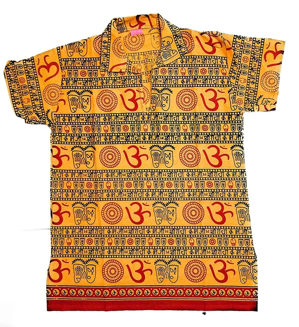 PK HUB Baby Boys & Girls Cotton Om OM Printed Short Kurta - T-Shirt (Pack of 1) - 7-8 Years, 100, White