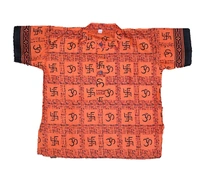 PK HUB Baby Boys & Girls Cotton Om Swastik Printed Short Kurta - T-Shirt (Pack of 2) - 2-3 Years, 100, Orange