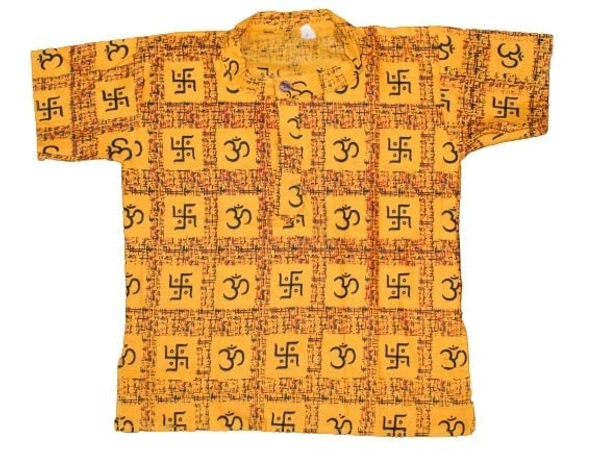 PK HUB Baby Boys & Girls Cotton Om Swastik Printed Short Kurta - T-Shirt (Pack of 2) - 3-4 Years, 100, Yellow