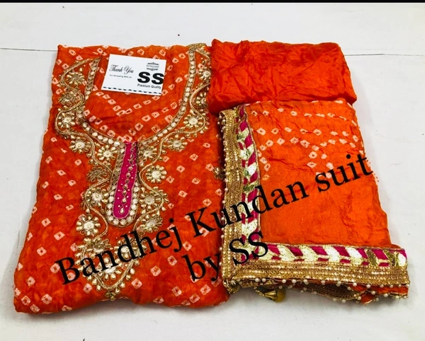 PK HUB Bandhani Hand Work Dress Suit  Material for women
