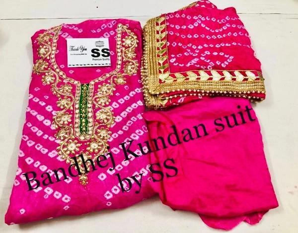 PK HUB Bandhani Hand Work Dress Suit  Material for women