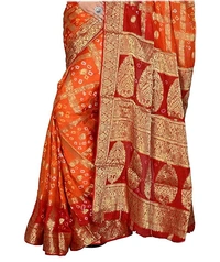 PK HUB BANDHANI Women's Jaipuri Rajasthani Art Silk Bandhani Bandhej Banarasi Gharchola Saree
