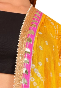 PK HUB Dresses Jaipuri Rajasthani Women's Art Silk Bandhani Bandhej Dupatta With Heavy GOTA PATTI WORK - Free Size, Yellow