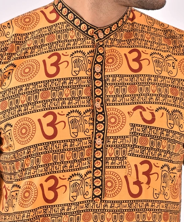 PK HUB FULL Sleeves Cotton Casual OM Printed Shirts for Men - M, 200, Yellow