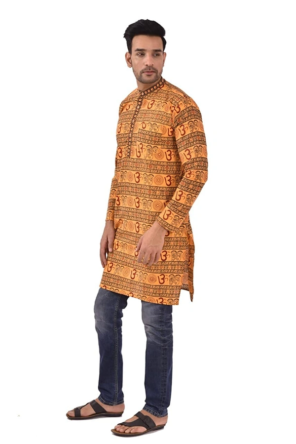PK HUB FULL Sleeves Cotton Casual OM Printed Shirts for Men - M, 200, Yellow