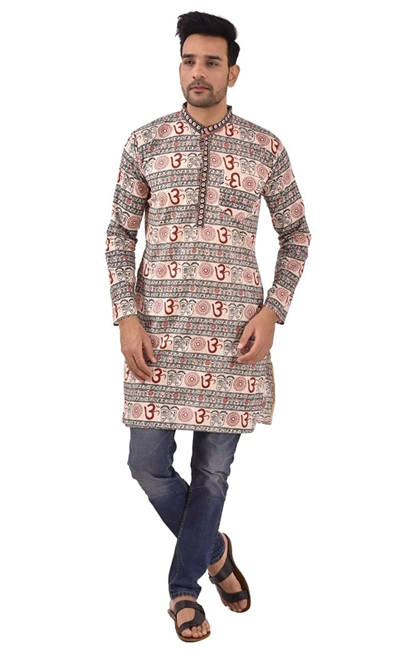 PK HUB FULL Sleeves Cotton Casual OM Printed Shirts for Men - L, 200, Beige