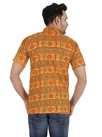 PK HUB Half Sleeves Cotton Casual om Printed Shirts for Men - XL, 200, Yellow