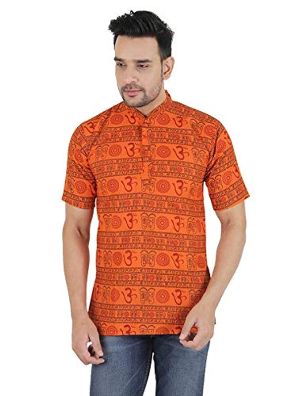 PK HUB Half Sleeves Cotton Casual om Printed Shirts for Men - XL, 200, Orange