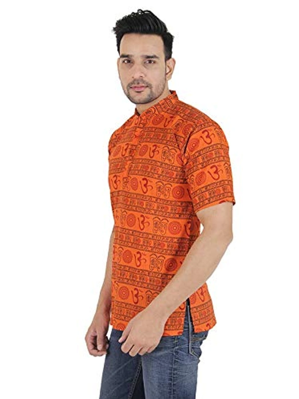 PK HUB Half Sleeves Cotton Casual om Printed Shirts for Men - XL, 200, Orange