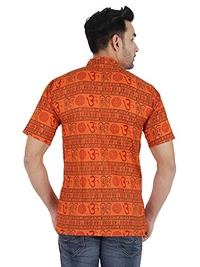 PK HUB Half Sleeves Cotton Casual om Printed Shirts for Men - XL, 200, Orange