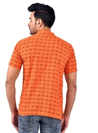 PK HUB Half Sleeves Cotton Casual RADHEY Printed Shirts for Men - M, 200, Orange