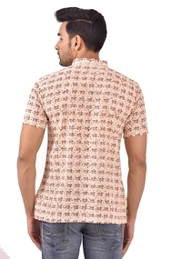 PK HUB Half Sleeves Cotton Casual RADHEY Printed Shirts for Men - XL, 200, Beige