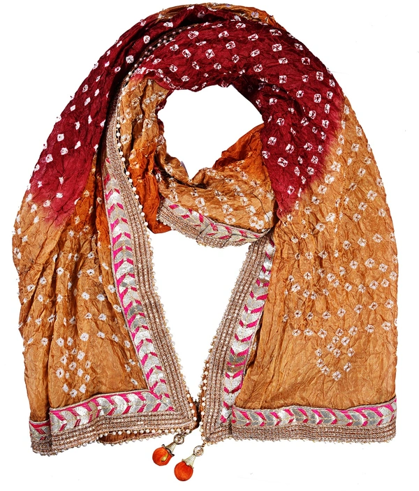 PK HUB jaipuri rajasthani women's art silk bandhej bandhani dupattas - FREE SIZE, Multicolor