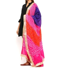 PK HUB jaipuri rajasthani women's art silk bandhej bandhani dupattas - FREE SIZE, Multicolor