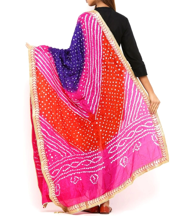 PK HUB jaipuri rajasthani women's art silk bandhej bandhani dupattas - FREE SIZE, Multicolor