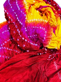PK HUB Jaipuri Rajasthani Women's Art Silk Bandhej Bandhani  Multi-colored Dupattas for Women and Girls - FREE SIZE