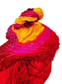 PK HUB Jaipuri Rajasthani Women's Art Silk Bandhej Bandhani  Multi-colored Dupattas for Women and Girls - FREE SIZE