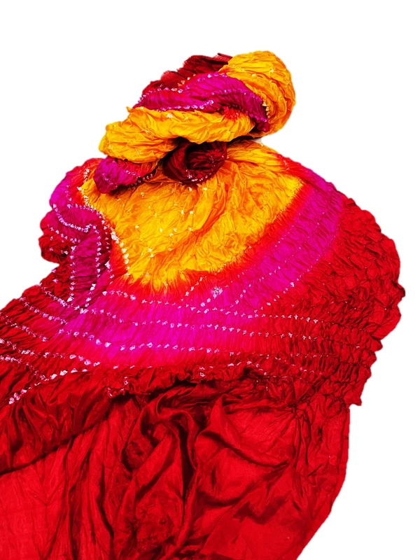 PK HUB Jaipuri Rajasthani Women's Art Silk Bandhej Bandhani  Multi-colored Dupattas for Women and Girls - FREE SIZE