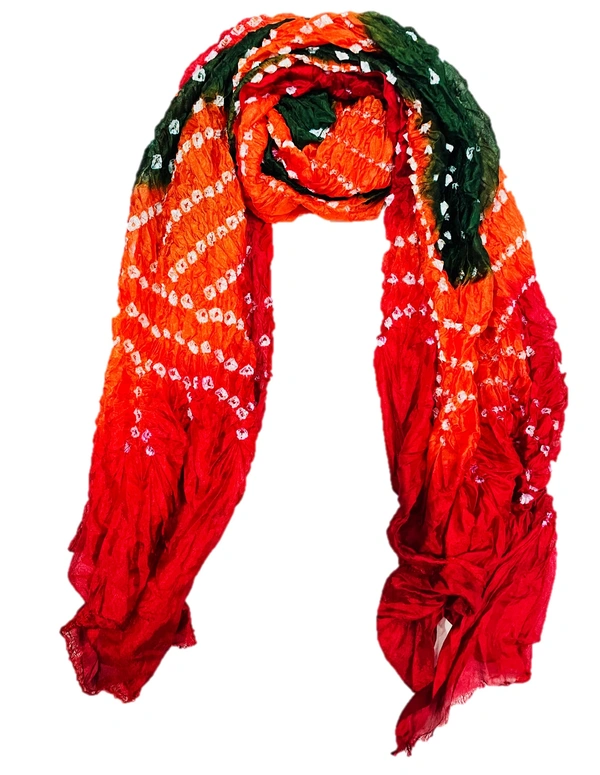 PK HUB Jaipuri Rajasthani Women's Art Silk Bandhej Bandhani  Multi-colored Dupattas for Women and Girls - FREE SIZE